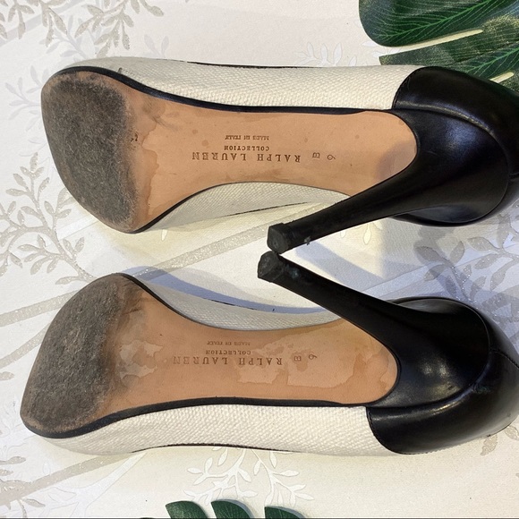 Ralph Lauren Collection B & W Peep Toe Size 9 - Picture 5 of 7